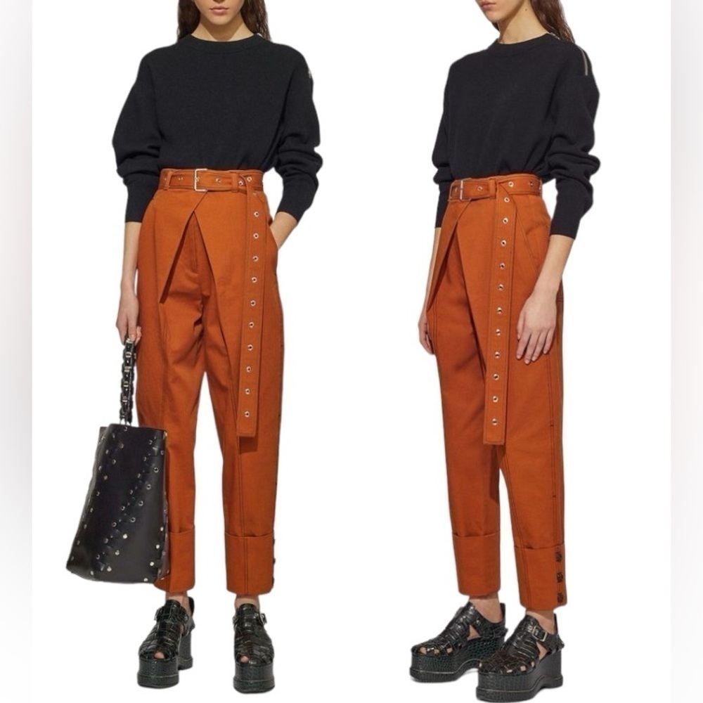 Proenza Schouler Belted Straight Pants In Cuffs Size 0 Xsmall